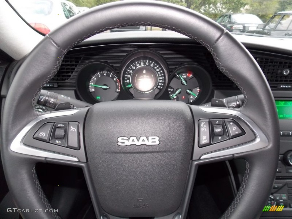 2010 Saab 9-5 Aero Sedan XWD Jet Black Steering Wheel Photo #87356797