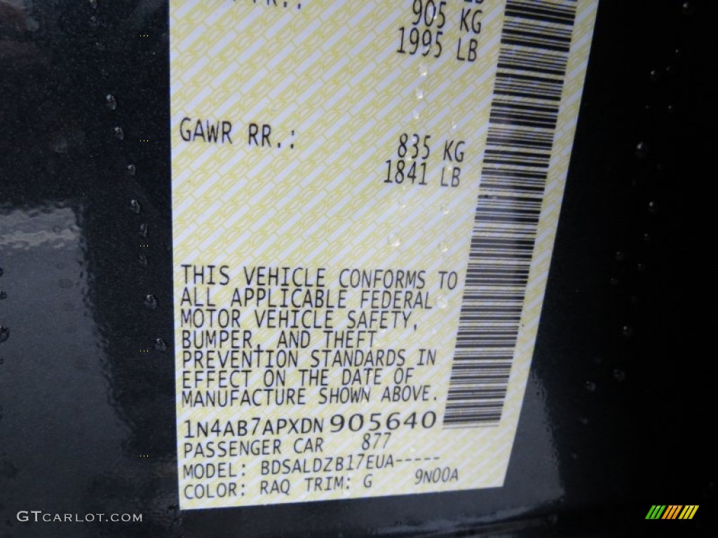 2013 Sentra Color Code RAQ for Graphite Blue Photo #87362005