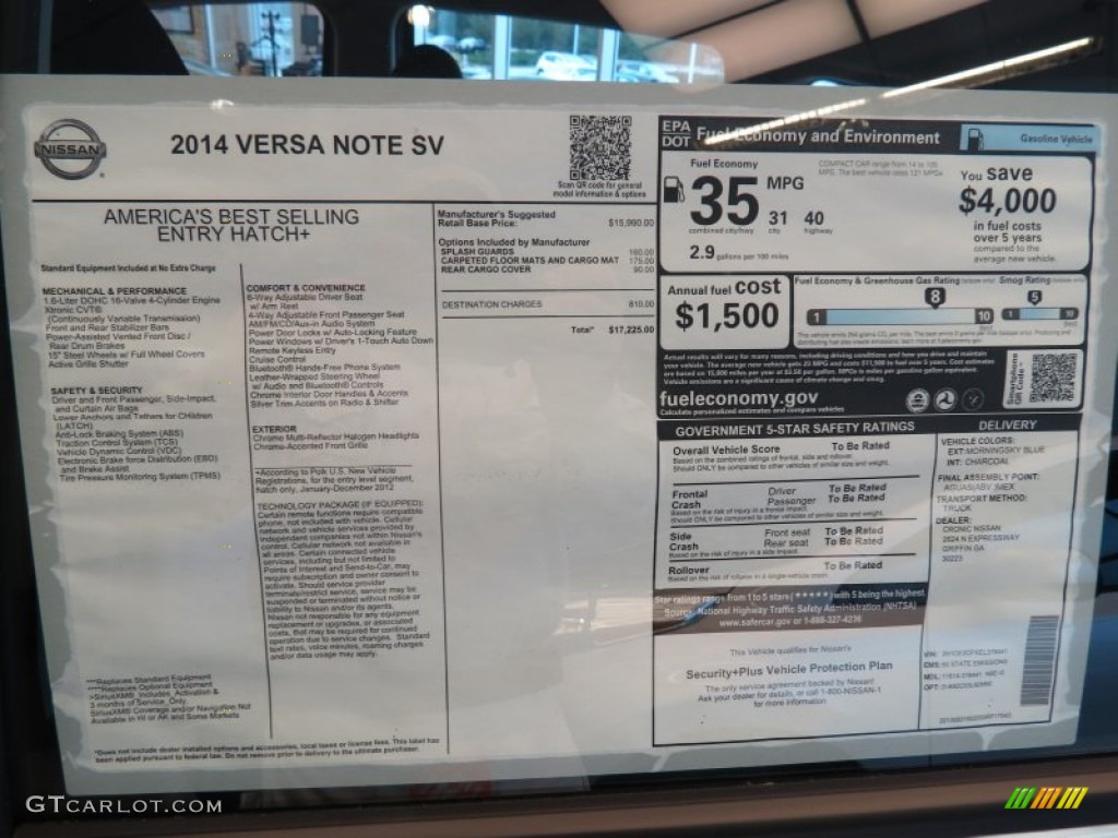 2014 Versa Note SV - Morningsky Blue / Charcoal photo #9