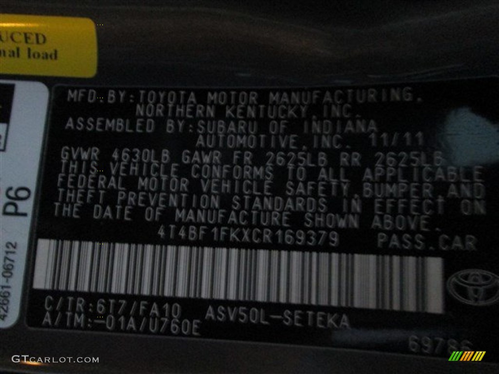 2012 Camry L - Cypress Green Pearl / Ash photo #10