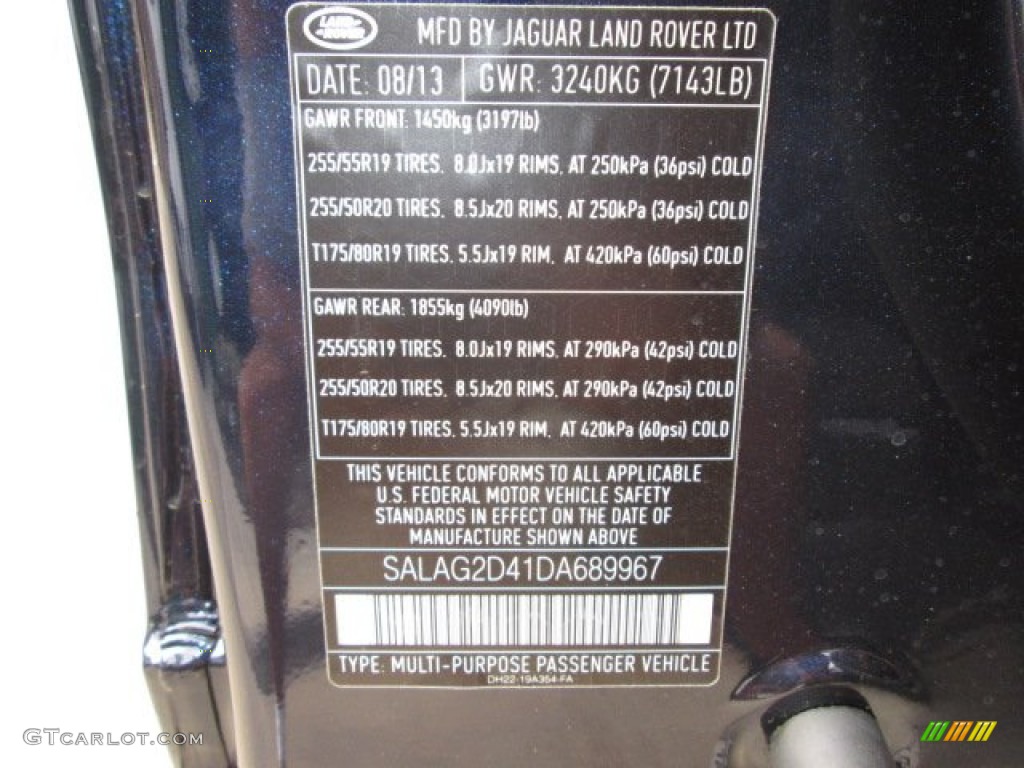 2013 Land Rover LR4 HSE Info Tag Photos