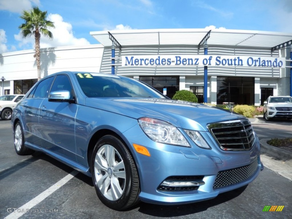 2012 E 350 BlueTEC Sedan - Quartz Blue Metallic / Almond/Mocha photo #1