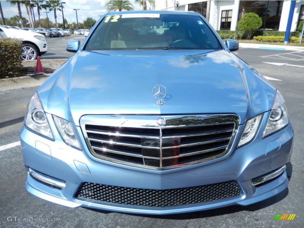 2012 E 350 BlueTEC Sedan - Quartz Blue Metallic / Almond/Mocha photo #2