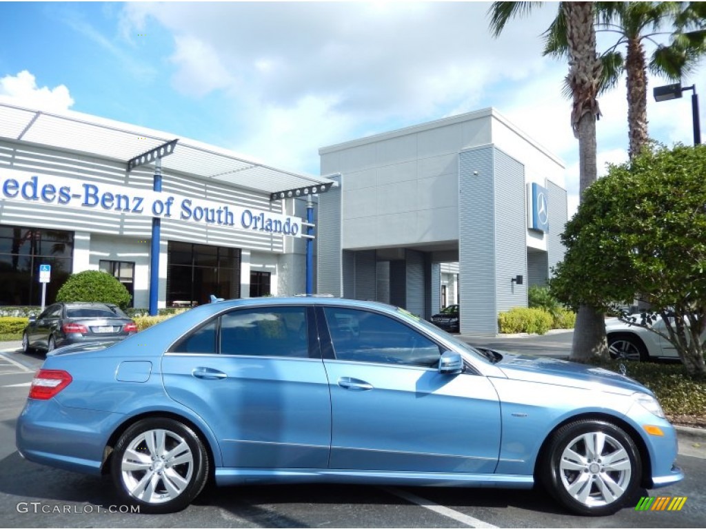 2012 E 350 BlueTEC Sedan - Quartz Blue Metallic / Almond/Mocha photo #8