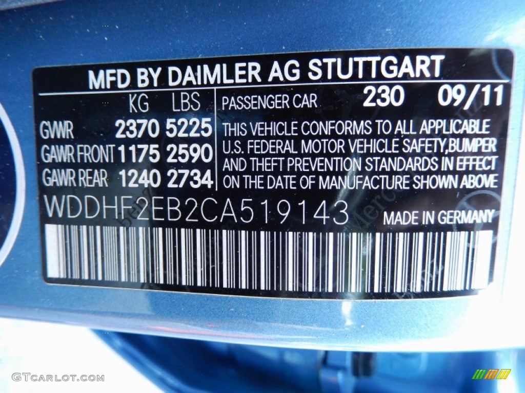 2012 E Color Code 230 for Quartz Blue Metallic Photo #87399013