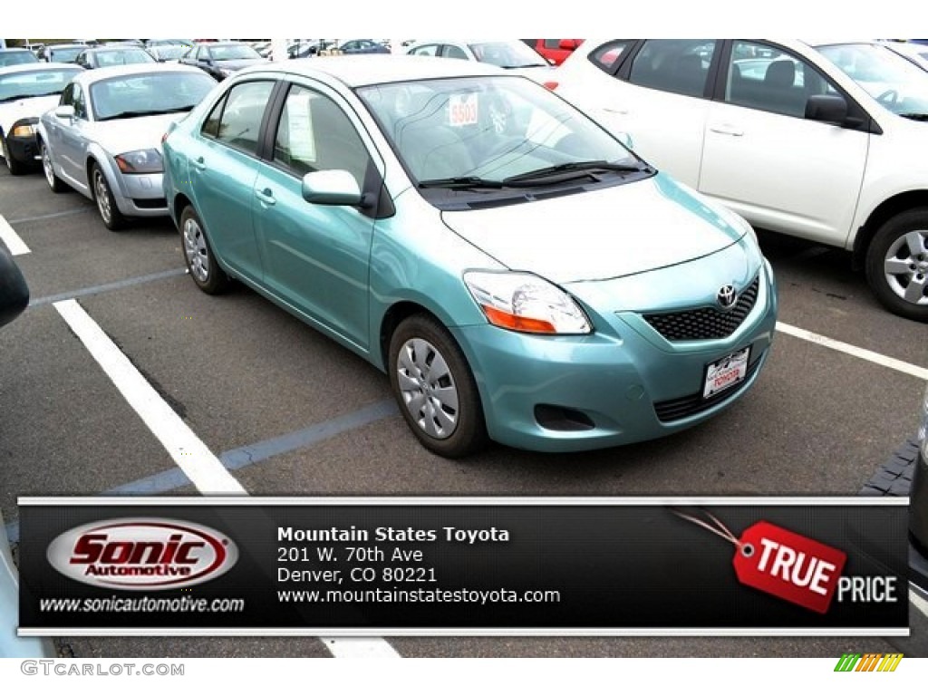 2009 Yaris Sedan - Jade Sea Metallic / Bisque photo #1