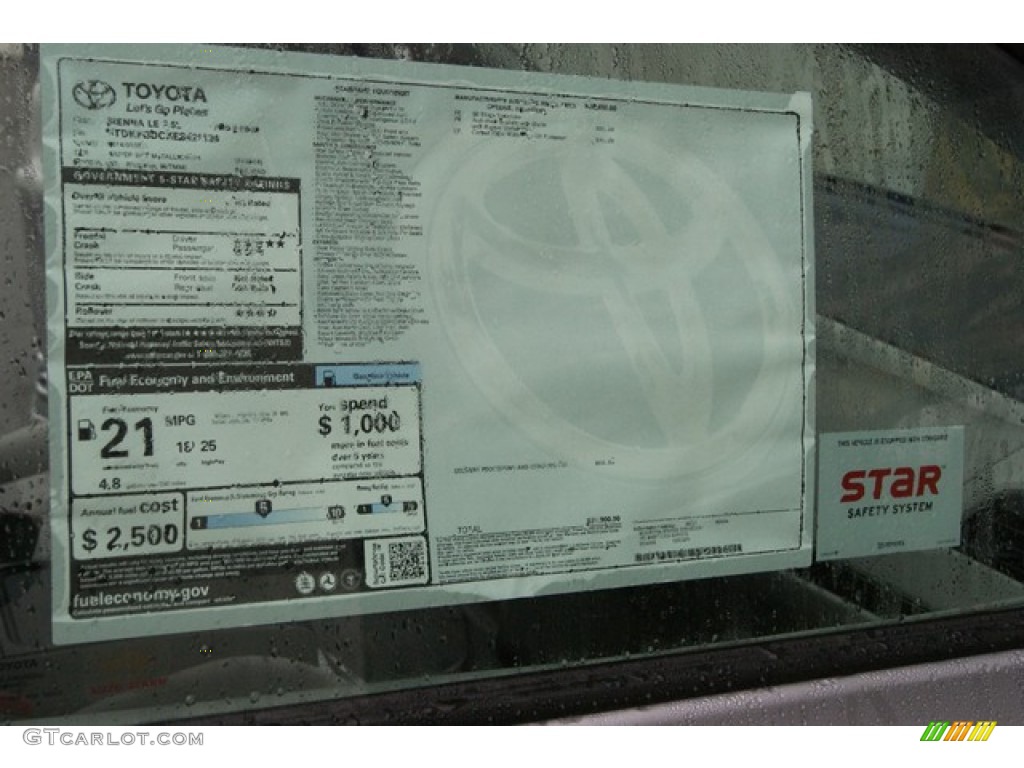 2014 Sienna LE - Silver Sky Metallic / Light Gray photo #12