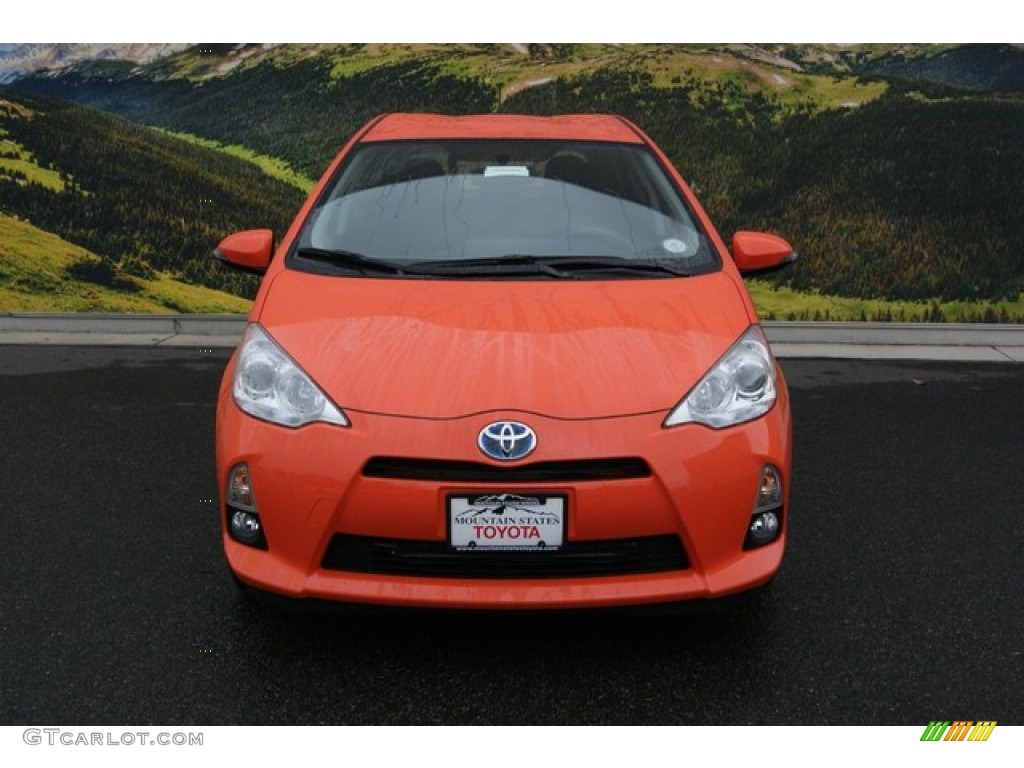 2013 Prius c Hybrid Four - Habanero / Black photo #2