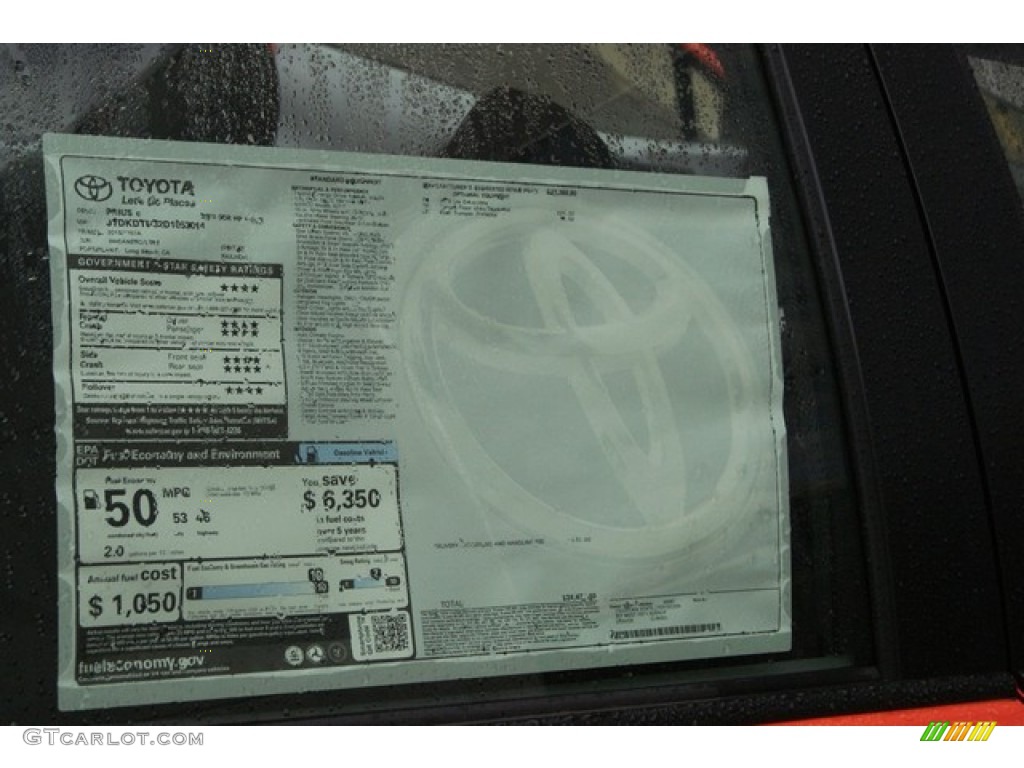 2013 Prius c Hybrid Four - Habanero / Black photo #10