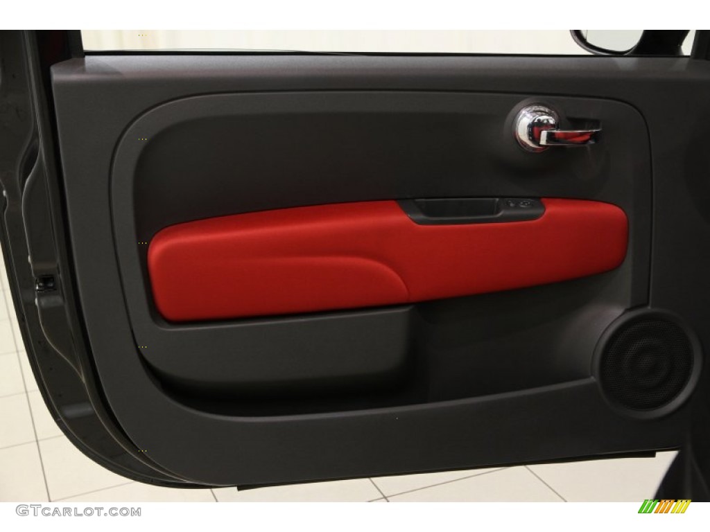 2012 Fiat 500 c cabrio Pop Tessuto Rosso/Nero (Red/Black) Door Panel Photo #87414127