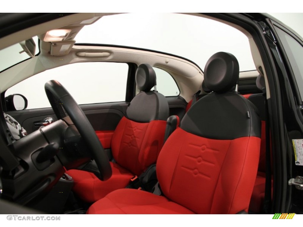 2012 500 c cabrio Pop - Nero (Black) / Tessuto Rosso/Nero (Red/Black) photo #5