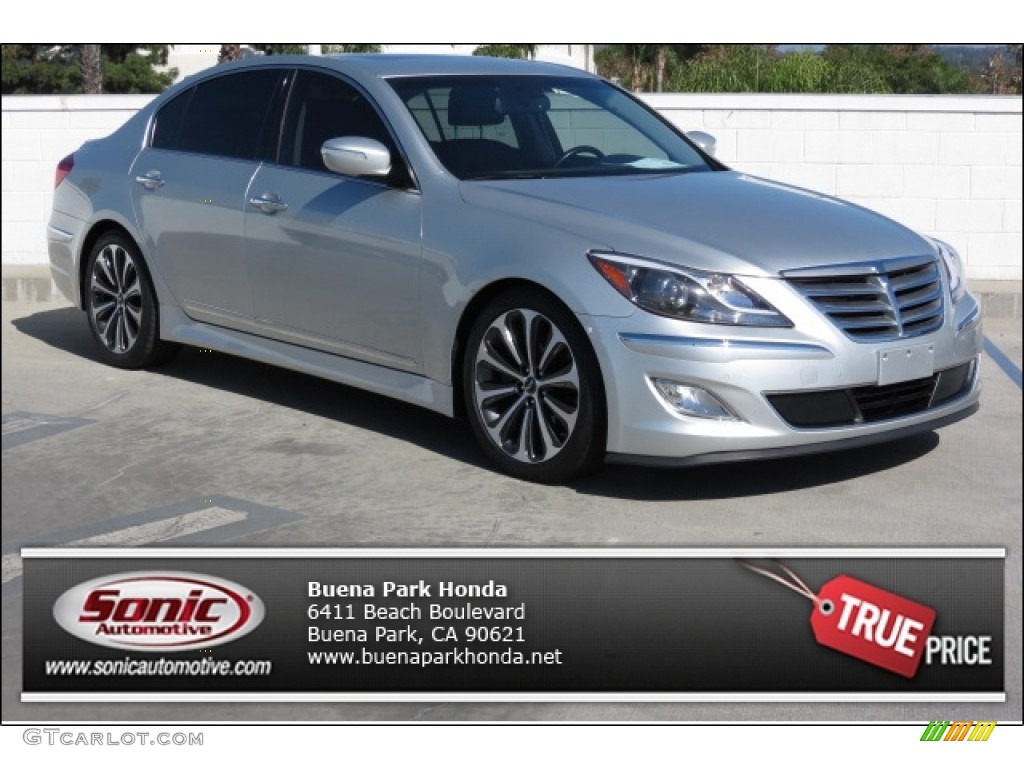 2012 Genesis 5.0 Sedan - Platinum Silver Metallic / Jet Black photo #1