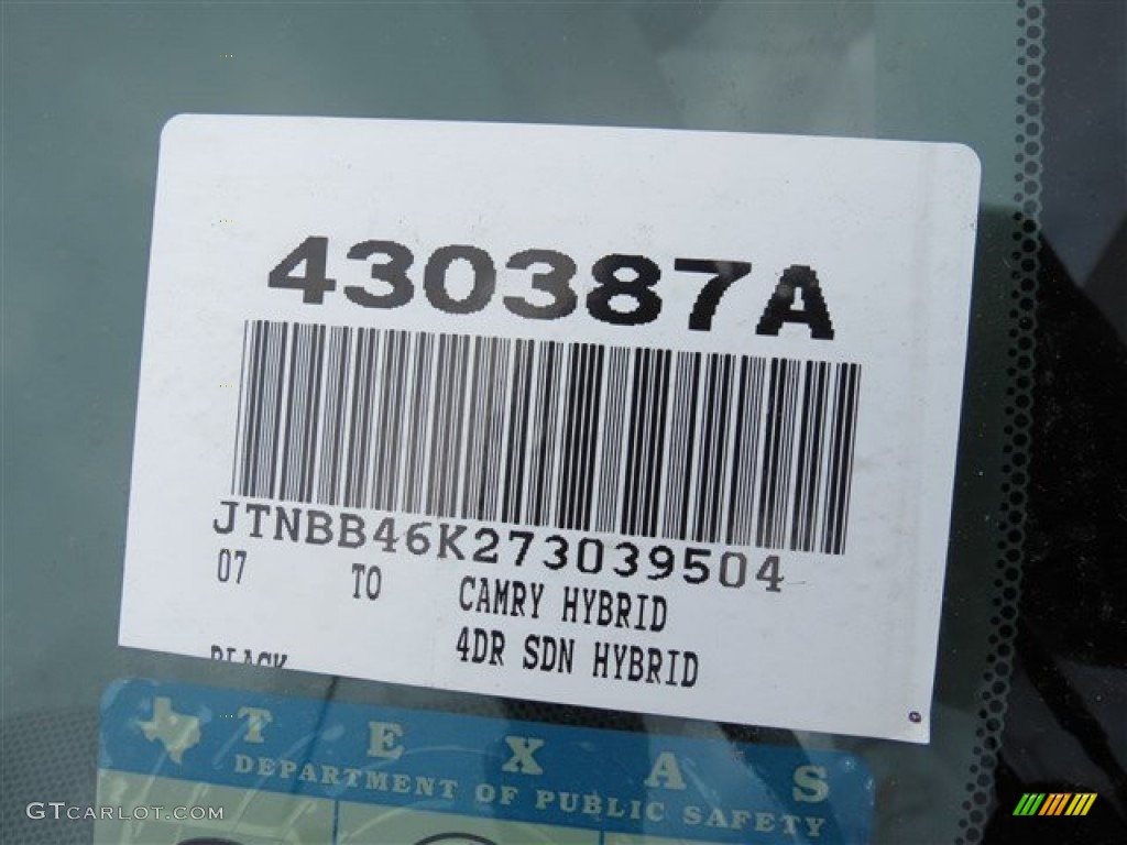 2007 Camry Hybrid - Black / Ash photo #19