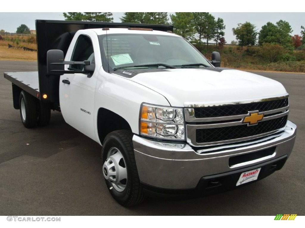 2014 Silverado 3500HD WT Regular Cab Stake Truck - Summit White / Dark Titanium photo #1