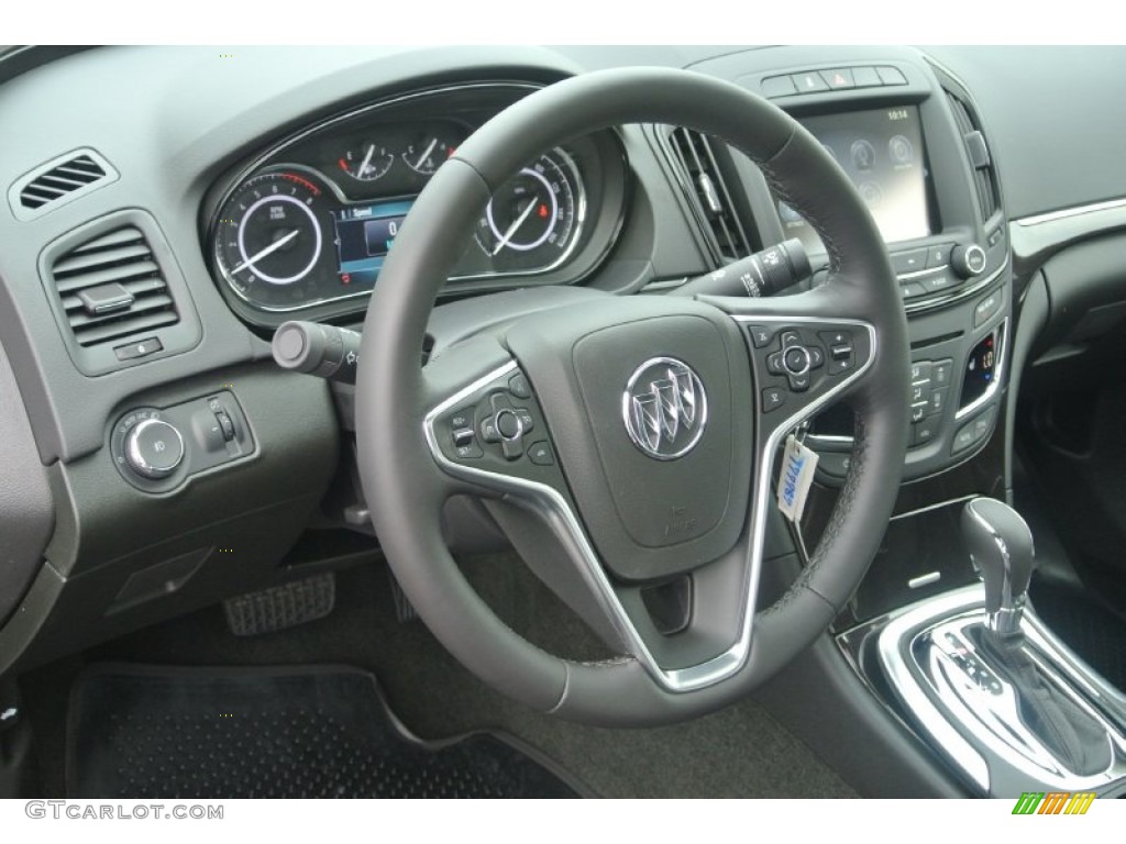 2014 Buick Regal FWD Ebony Steering Wheel Photo #87439508