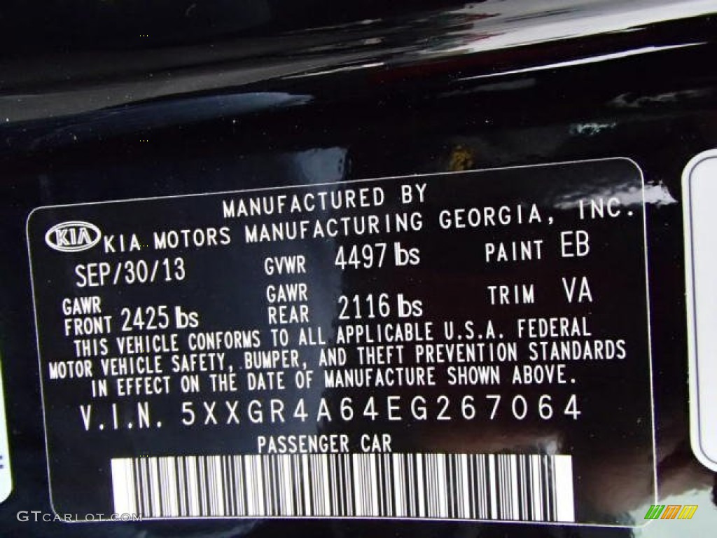 2014 Optima Color Code EB for Ebony Black Photo #87444144
