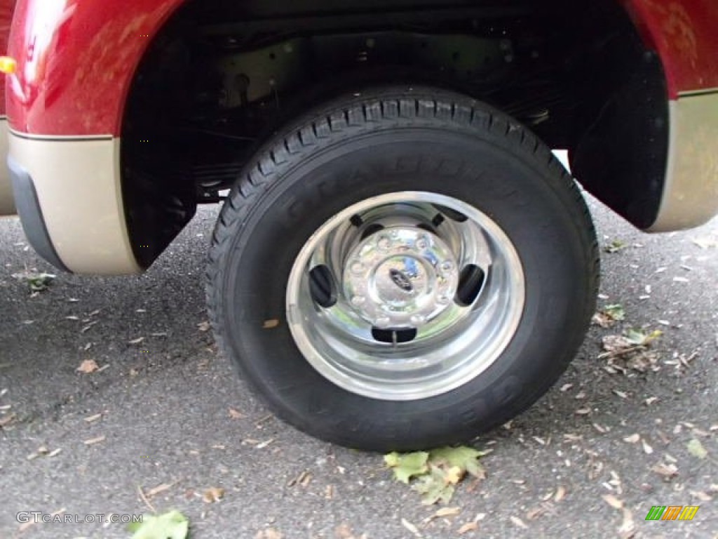 2014 F350 Super Duty Lariat Crew Cab 4x4 Dually - Ruby Red Metallic / Adobe photo #9