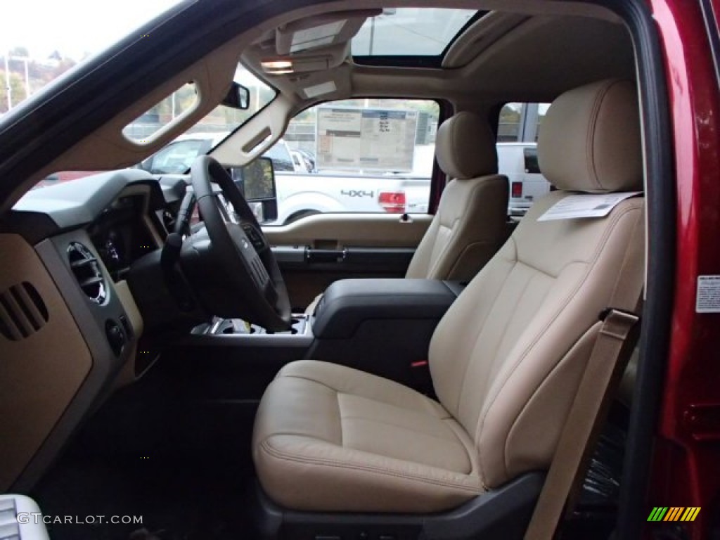 2014 F350 Super Duty Lariat Crew Cab 4x4 Dually - Ruby Red Metallic / Adobe photo #10