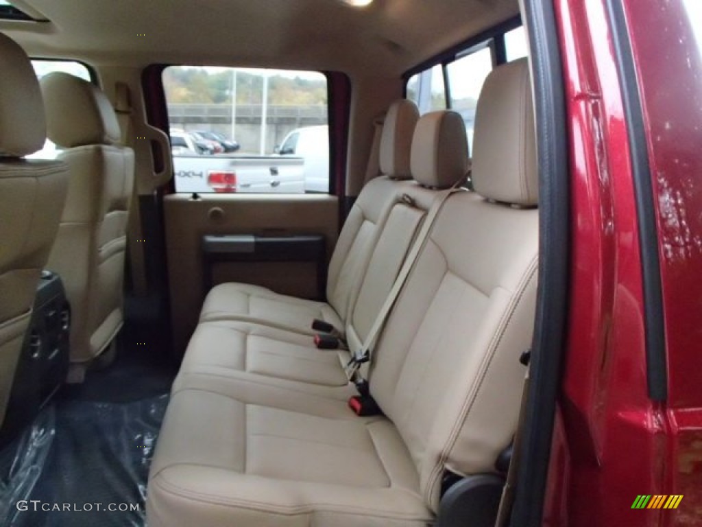 2014 F350 Super Duty Lariat Crew Cab 4x4 Dually - Ruby Red Metallic / Adobe photo #11