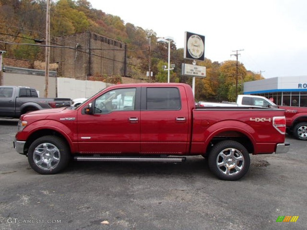 2013 F150 Lariat SuperCrew 4x4 - Ruby Red Metallic / Adobe photo #5