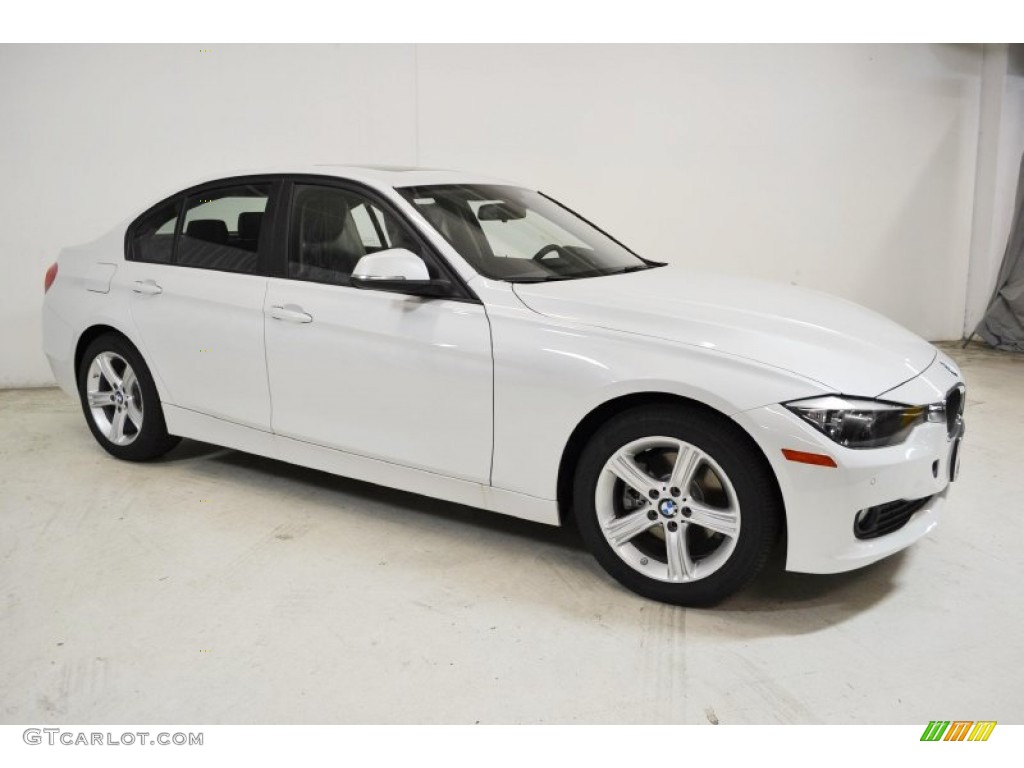 2014 3 Series 328d Sedan - Mineral White Metallic / Black photo #2