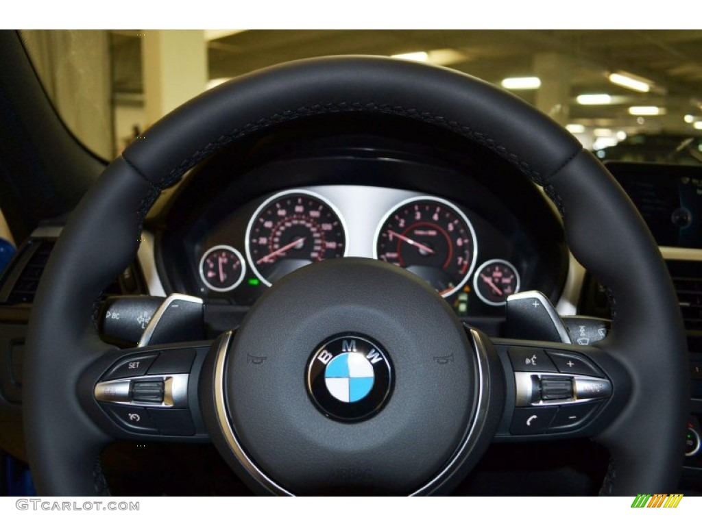 2014 BMW 3 Series 335i Sedan Black Steering Wheel Photo #87454217