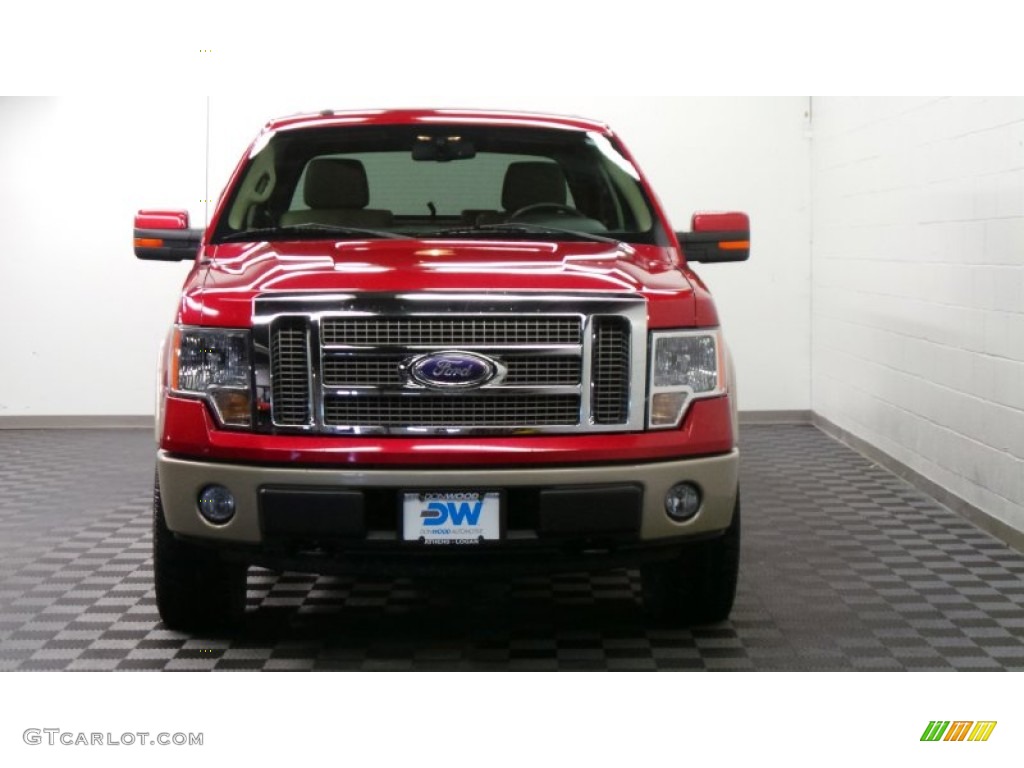 2009 F150 Lariat SuperCab 4x4 - Razor Red Metallic / Camel/Tan photo #2