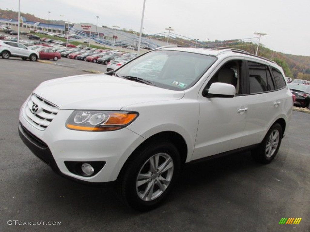 2010 Santa Fe Limited 4WD - Pearl White / Beige photo #6