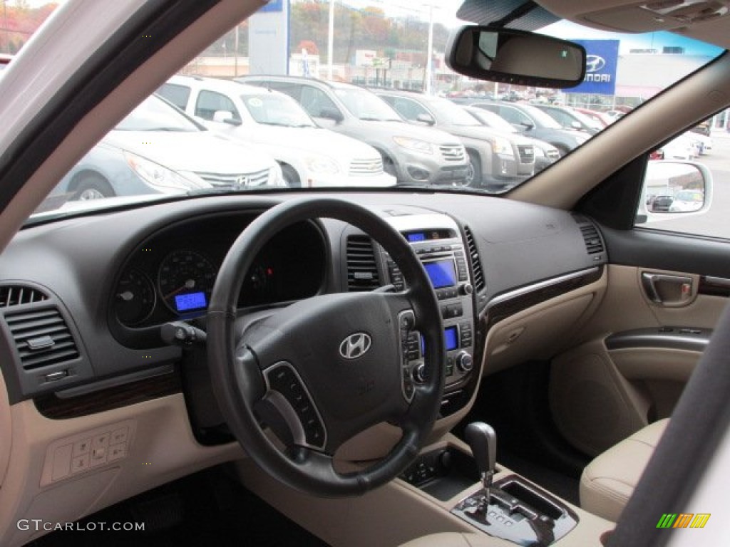 2010 Santa Fe Limited 4WD - Pearl White / Beige photo #12