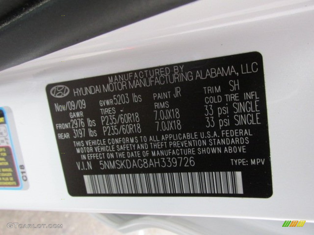 2010 Santa Fe Limited 4WD - Pearl White / Beige photo #24