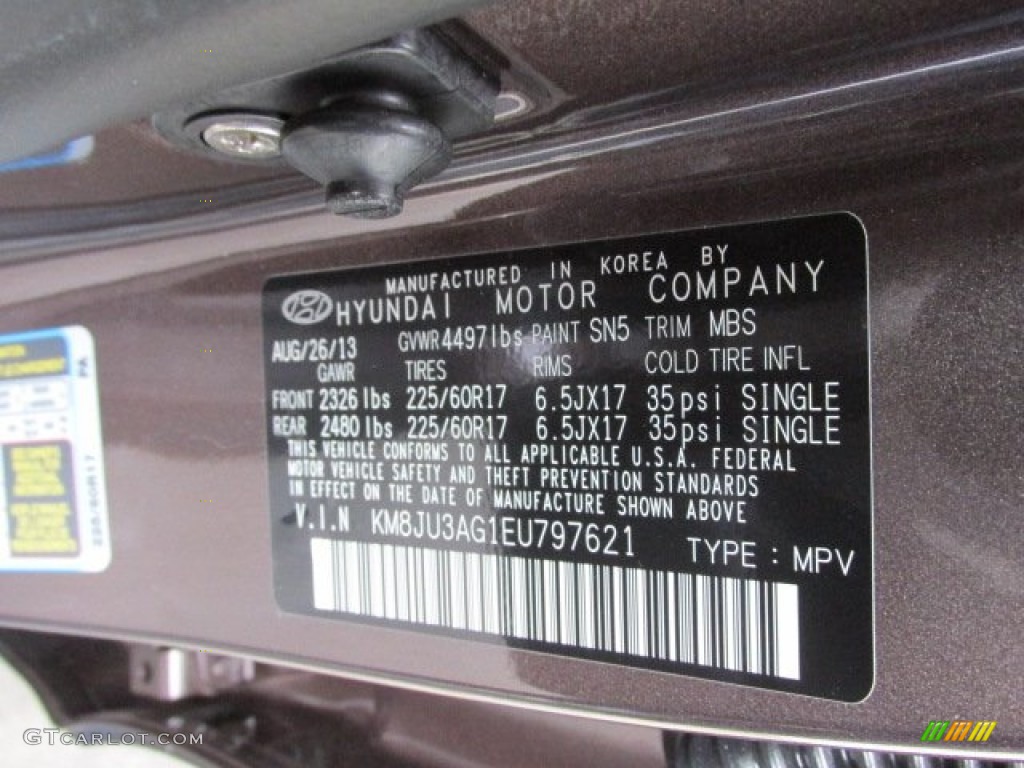 2014 Tucson Color Code SN5 for Kona Bronze Photo #87456098