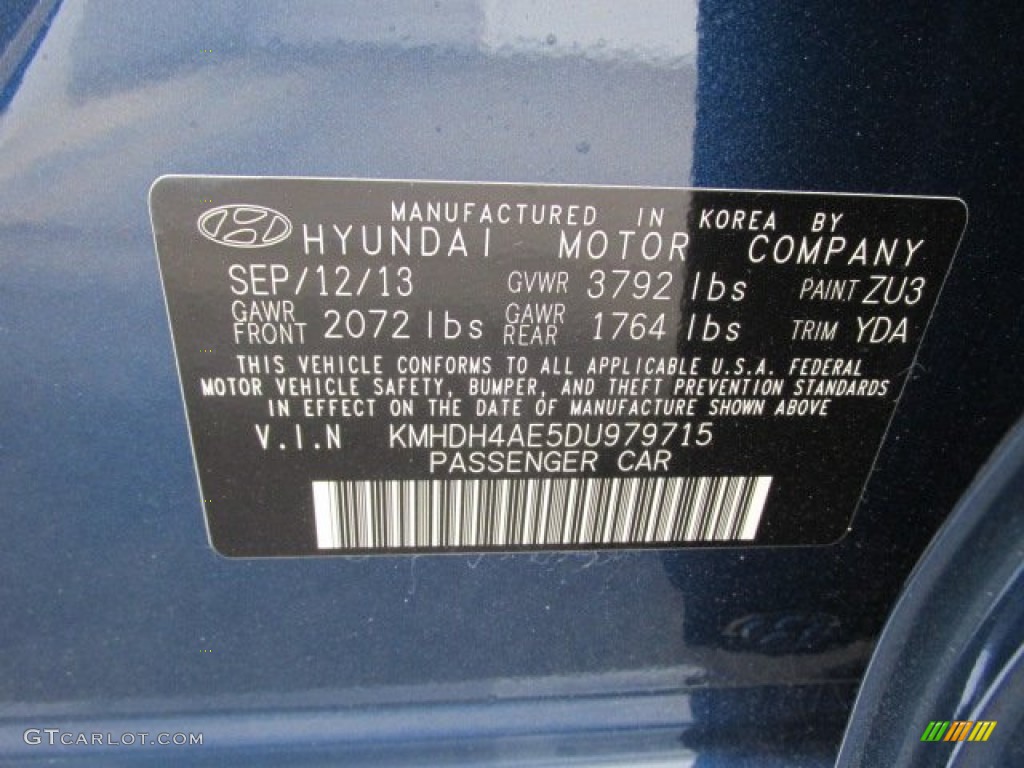 2013 Elantra GLS - Windy Sea Blue / Beige photo #15