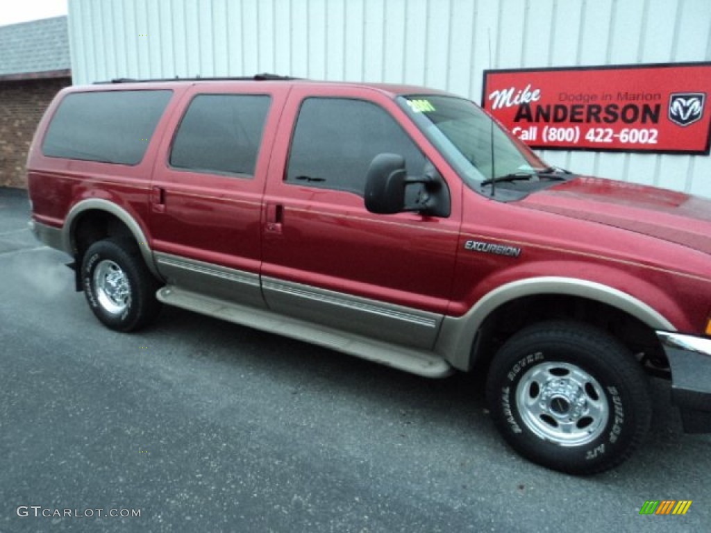 2001 Excursion Limited 4x4 - Toreador Red Metallic / Medium Parchment photo #2