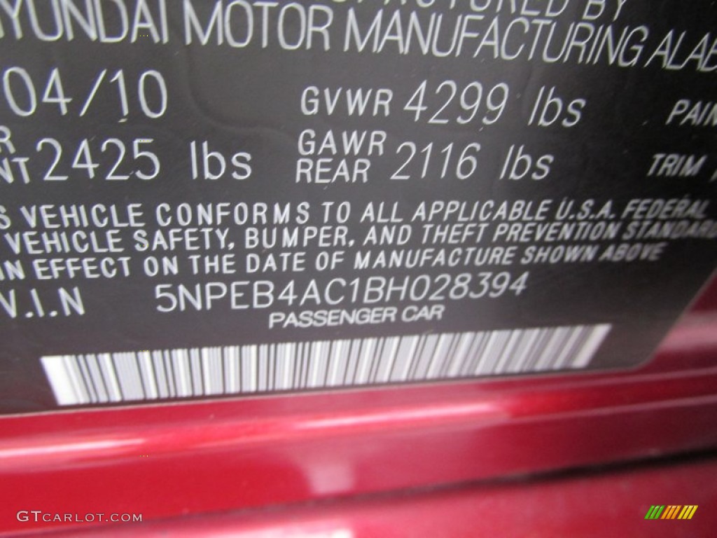 2011 Sonata GLS - Venetian Red / Camel photo #19