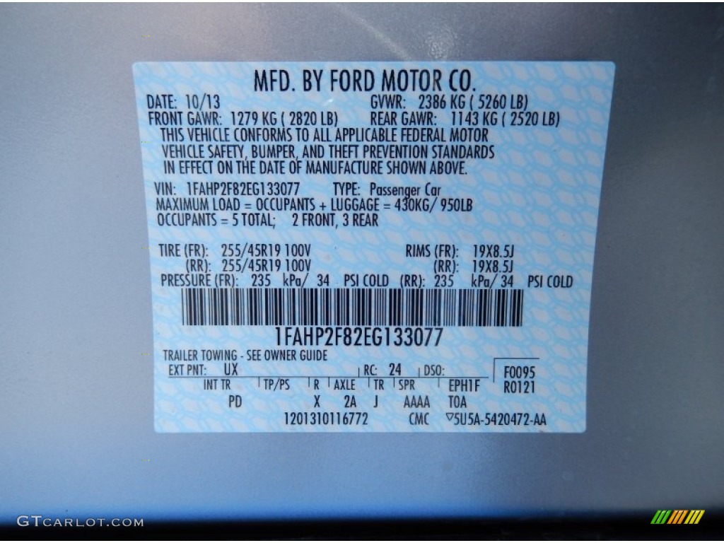 2014 Taurus Color Code UX for Ingot Silver Photo #87474983