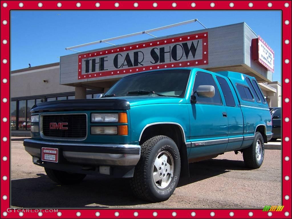 1994 Sierra 1500 SLE Extended Cab 4x4 - Bright Teal Metallic / Gray photo #1