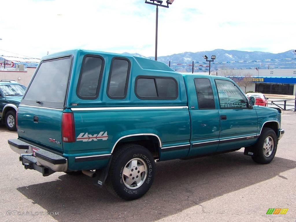 1994 Sierra 1500 SLE Extended Cab 4x4 - Bright Teal Metallic / Gray photo #3
