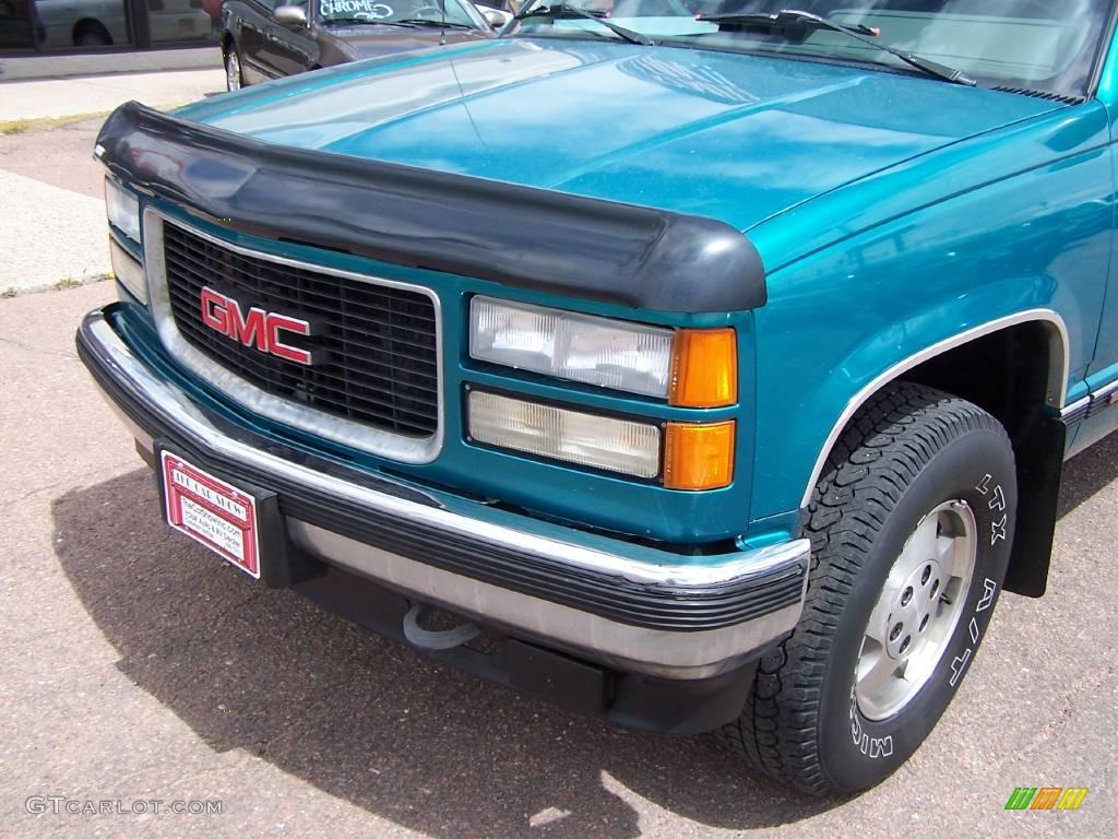 1994 Sierra 1500 SLE Extended Cab 4x4 - Bright Teal Metallic / Gray photo #14