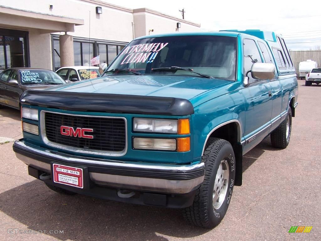 1994 Sierra 1500 SLE Extended Cab 4x4 - Bright Teal Metallic / Gray photo #19