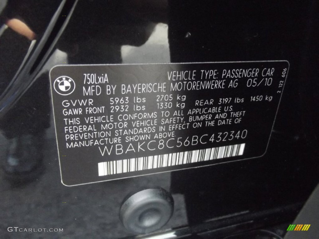 2011 7 Series 750Li xDrive Sedan - Black Sapphire Metallic / Oyster/Black photo #50