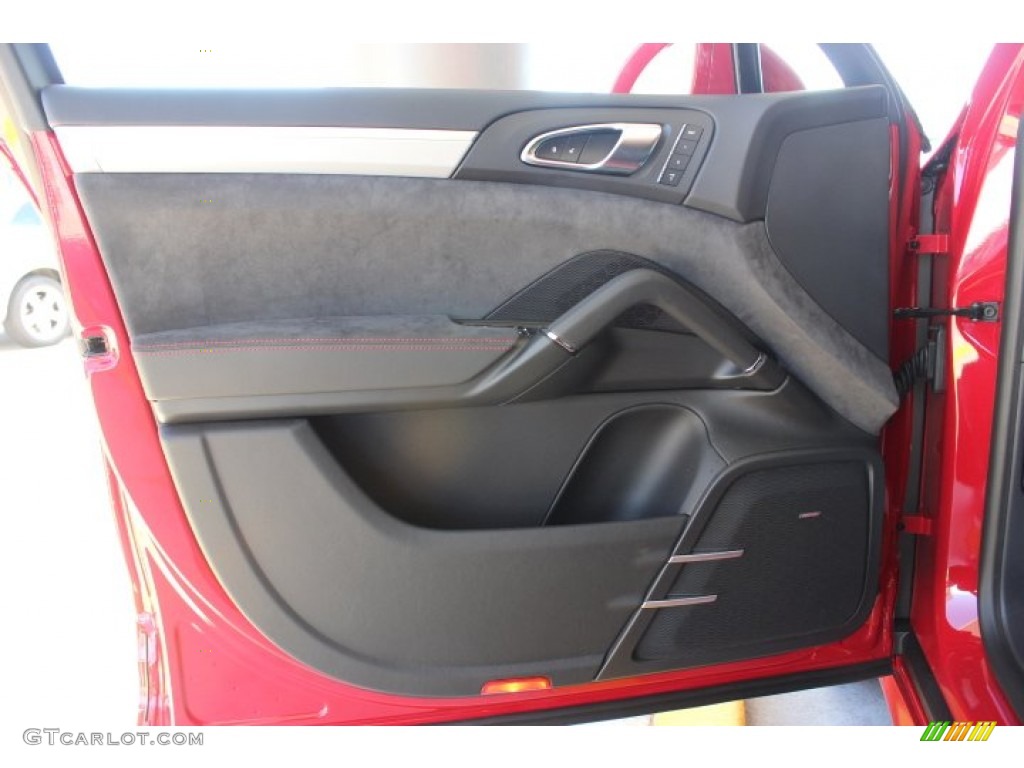 2014 Porsche Cayenne GTS GTS Black Leather/Alcantara w/Carmine Red Door Panel Photo #87487291