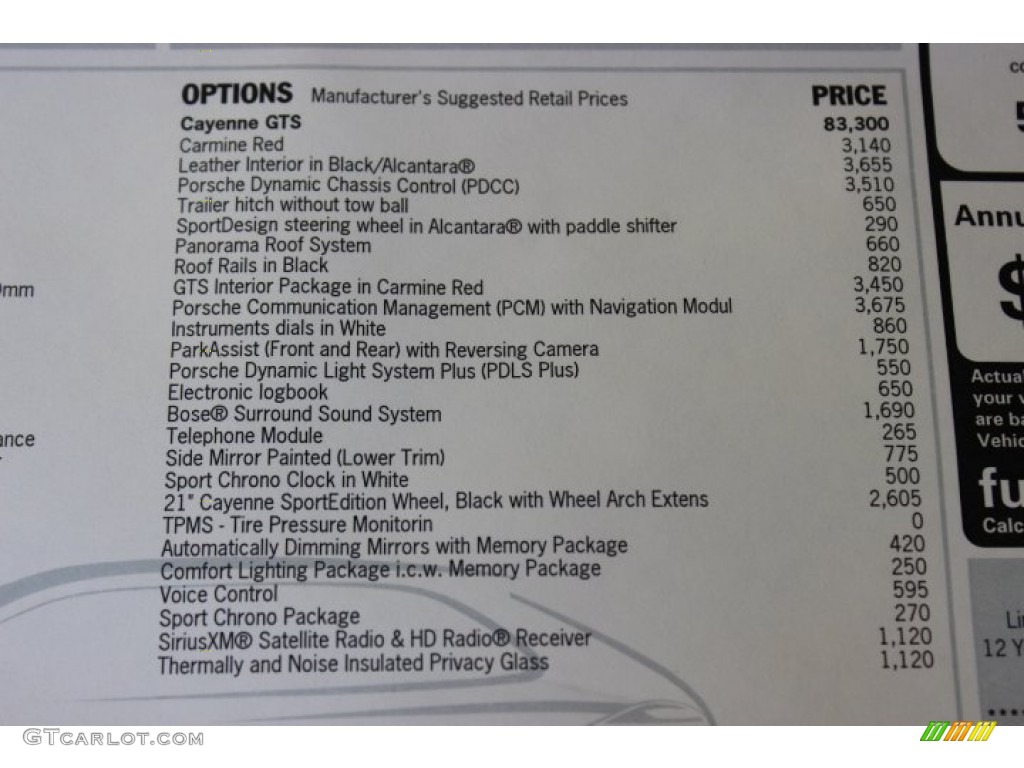 2014 Porsche Cayenne GTS Window Sticker Photo #87487670