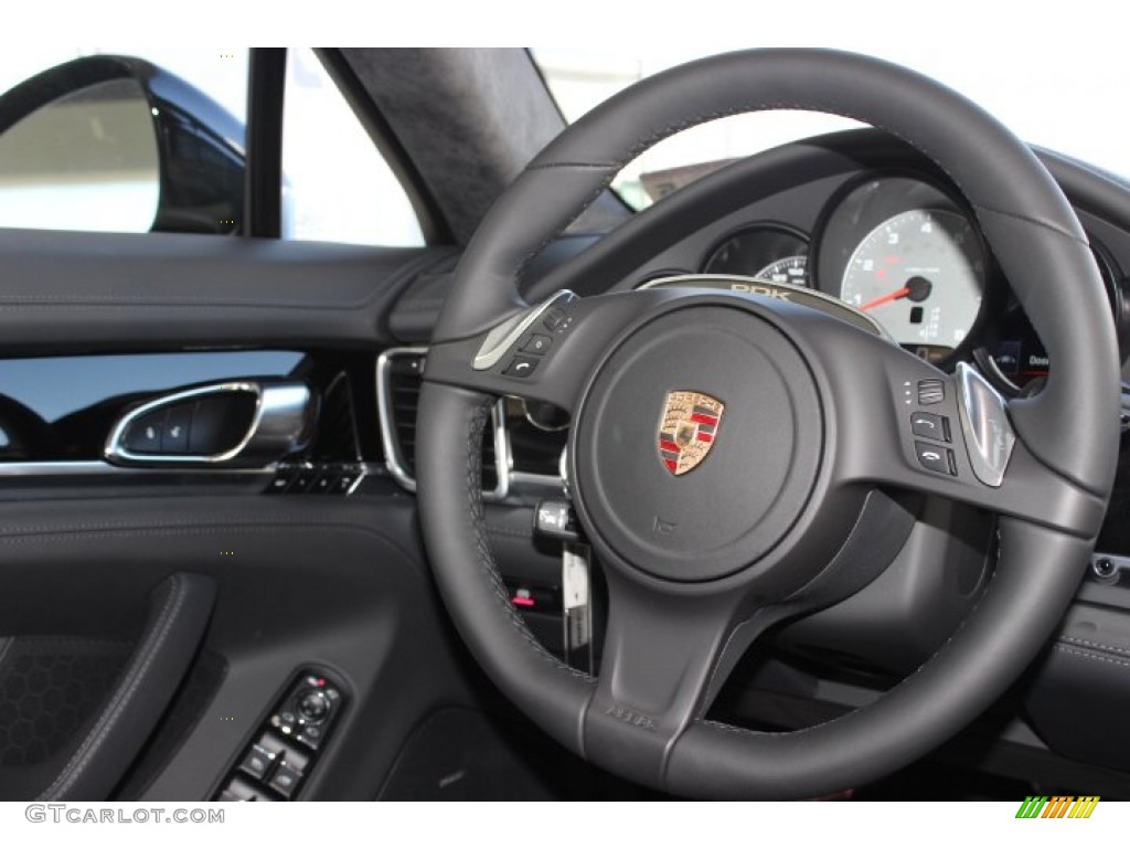 2014 Porsche Panamera 4S Executive Black Steering Wheel Photo #87488210