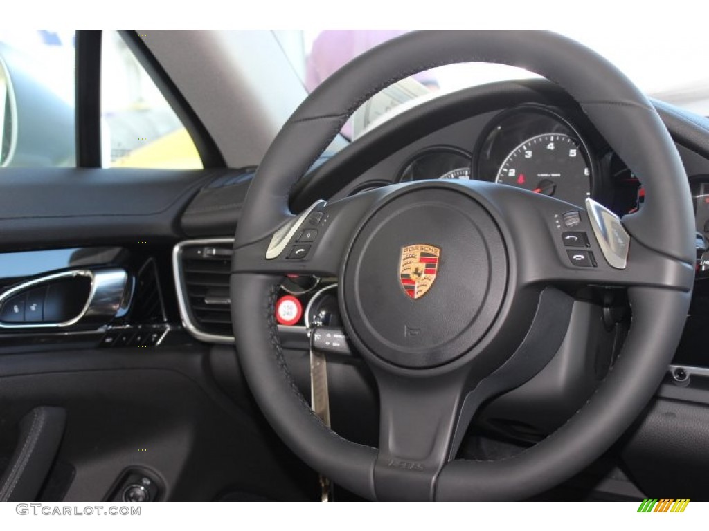 2014 Porsche Panamera Standard Panamera Model Black Steering Wheel Photo #87488778