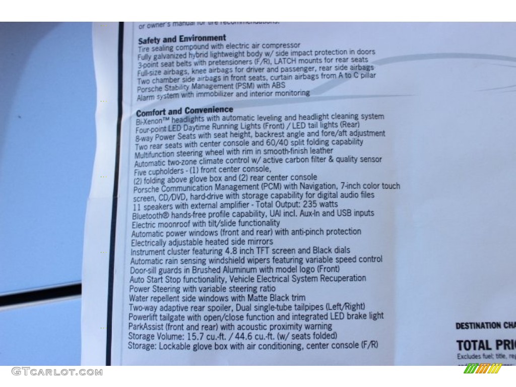 2014 Porsche Panamera Standard Panamera Model Window Sticker Photo #87488879