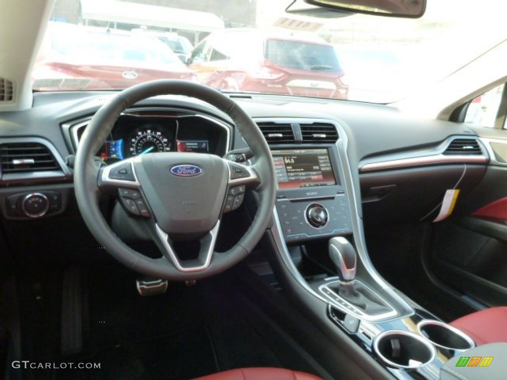 2014 Ford Fusion Titanium AWD Brick Red Dashboard Photo #87504325