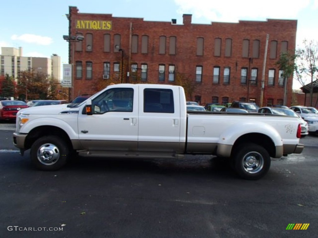 2012 F350 Super Duty Lariat Crew Cab 4x4 Dually - White Platinum Metallic Tri-Coat / Chaparral Leather photo #1