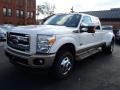 2012 White Platinum Metallic Tri-Coat Ford F350 Super Duty Lariat Crew Cab 4x4 Dually  photo #2