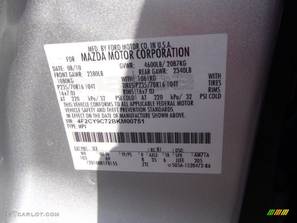 2011 Tribute Color Code UX for Ingot Silver Photo #87512764