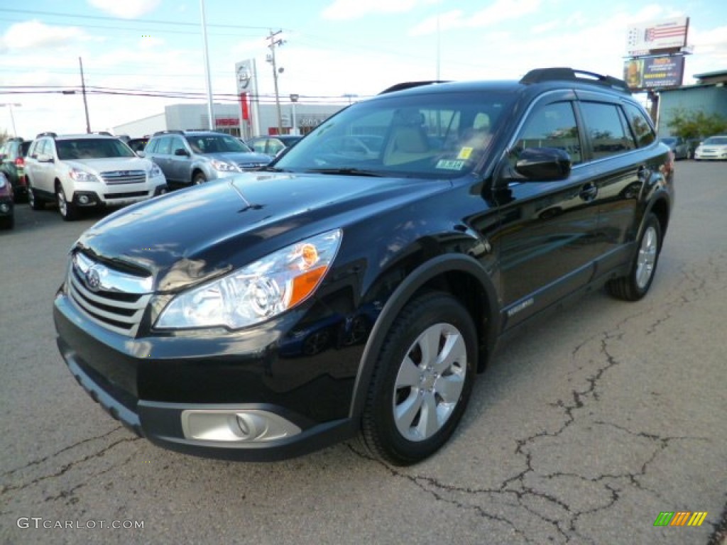 2011 Outback 2.5i Premium Wagon - Crystal Black Silica / Warm Ivory photo #3